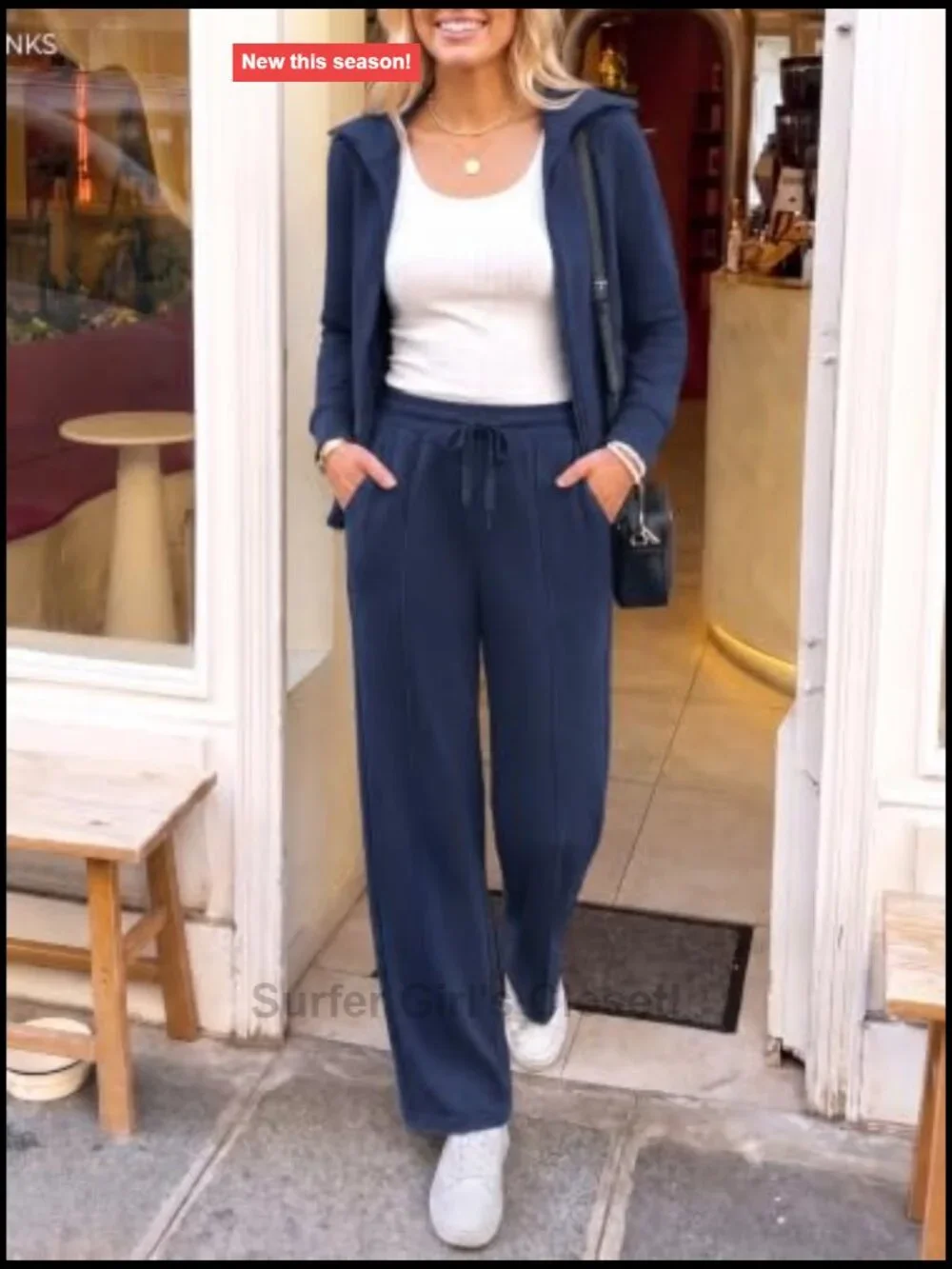 2 Piece Zip Up Tracksuit Lounge Set Sweatsuit with Wide Leg Pants